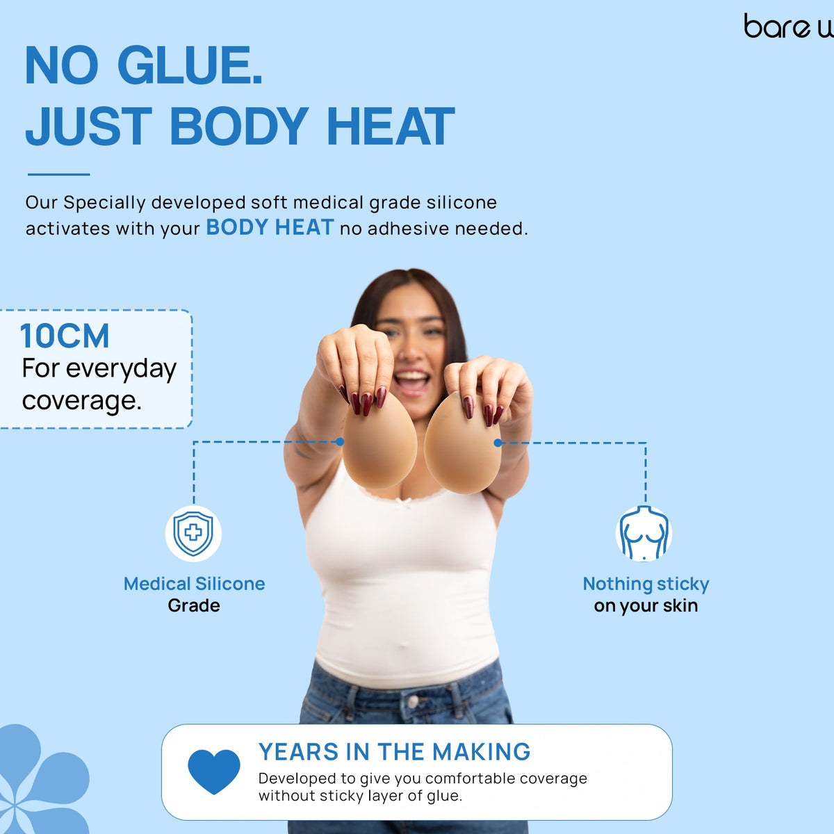 Non-Adhesive Reusable Nipple Covers + (10 cm)
