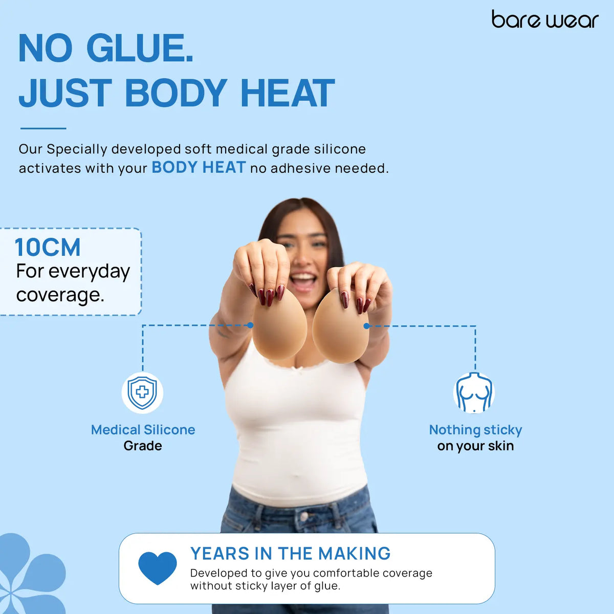 Non-Adhesive Reusable Nipple Covers + (10 cm)