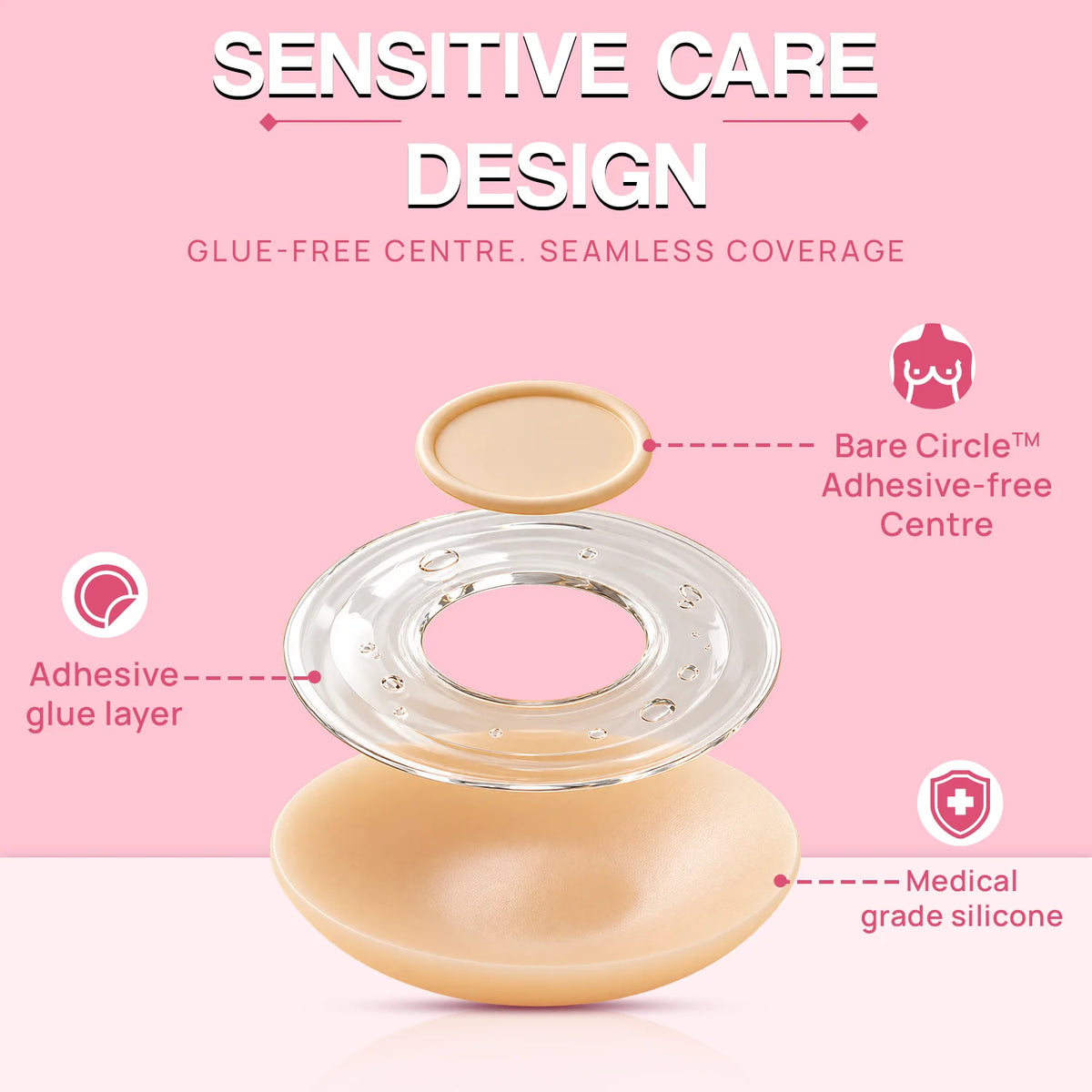 Adhesive Reusable Silicone Nipple Covers (13cm)